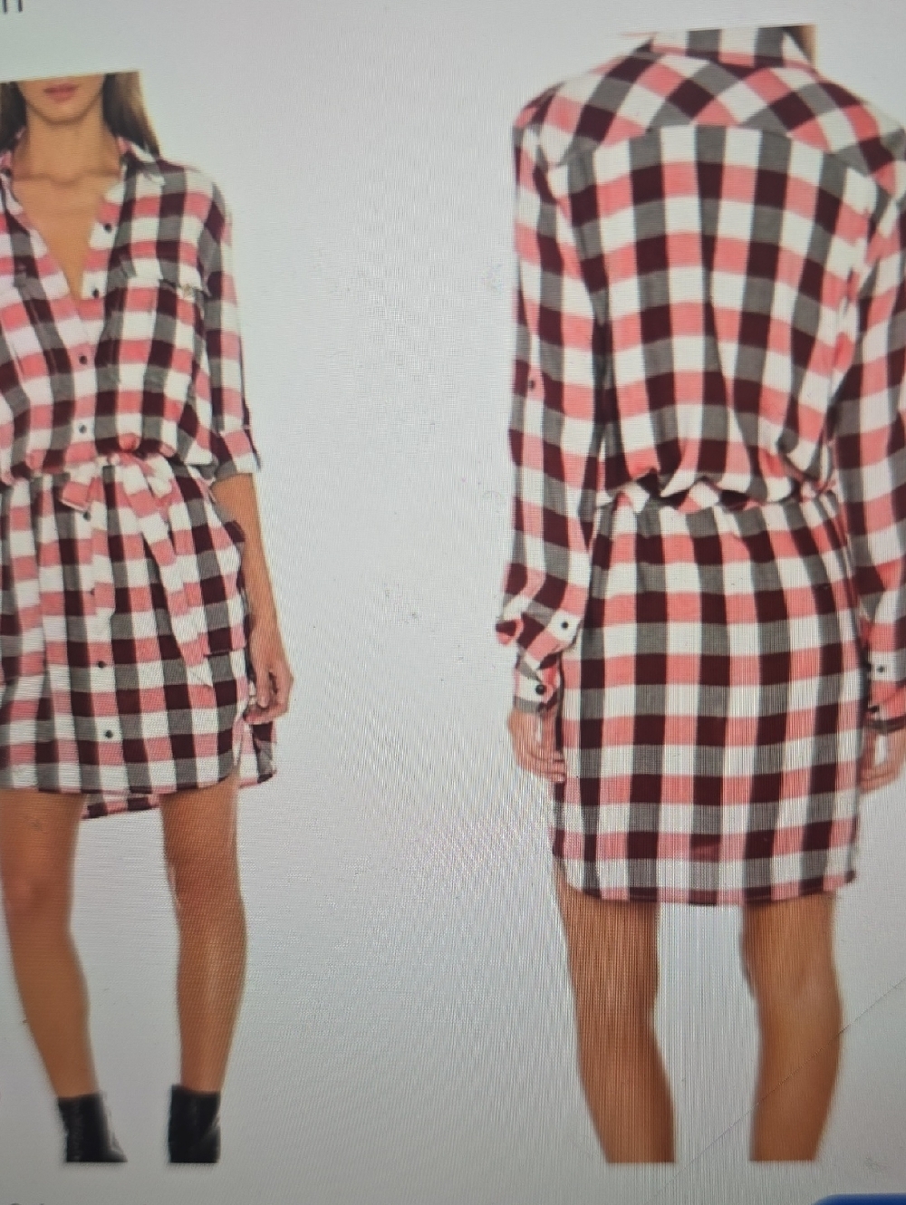 rag & bone Red, Pink, Black & White Plaid Dress S (Missing, See‎ Measurements)